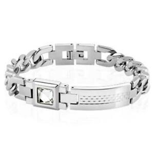 【送料無料】ジュエリー・アクセサリー ブレスレットステンレスダミエジルコンbracelet argent acier inox a damier plaque longueur zircone en mm  200 ou 210