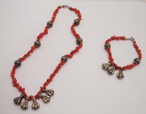【送料無料】ジュエリー・アクセサリー コラーナエブラッチャレコラロロヴィンテージcollana e bracciale corallo rosso vintage 42cm16cm oma19