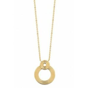 【送料無料】ジュエリー・アクセサリー ゴールドメッキダブルメッキリングネックレスcollier en plaque or doubles anneaux ciseles