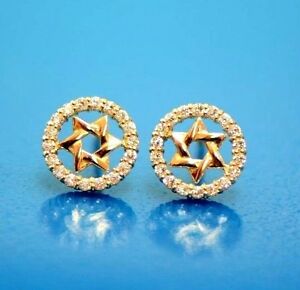 【送料無料】ジュエリー・アクセサリー デビッドスタッドイヤリングイエローホワイトゴールドスター14k yellow and white gold star of david cz stud earrings