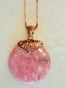 【送料無料】ジュエリー・アクセサリー ローズロドックロサイトペンダントチェーンナインネヴァーrose rhodochrosite pendentif amp; cuivre chaine 18  neuf never worn