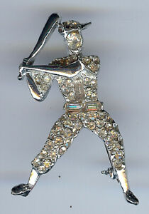 【送料無料】ジュエリー・アクセサリー ヴィンテージストラスバッターブローチvintage strass transparent baseball batter broche