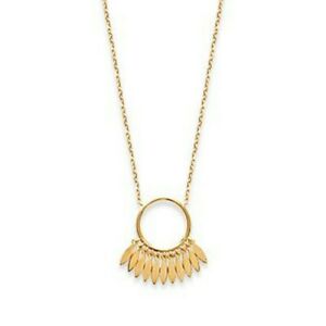 【送料無料】ジュエリー・アクセサリー メッキリングサークルネックレスcollier en plaque or anneau cercle et petites plumettes