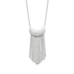 【送料無料】ジュエリー・アクセサリー ハンマーチェーンネックレスcollier pour femme en argent rhodie lune martelee et chaines pendantes