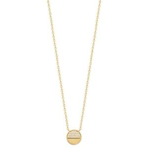 【送料無料】ジュエリー・アクセサリー ジルコニウムメッキメダルネックレスハーフサークルパヴェcollier en plaque or medaille ronde demi cercle pave en zirconium blanc