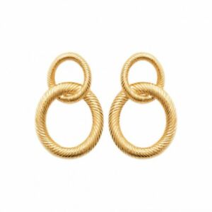 【送料無料】ジュエリー・アクセサリー メッキゴールドメッキイヤリングリングboucles doreilles pendantes en plaque or anneaux entrelaces ciseles