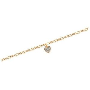 【送料無料】ジュエリー・アクセサリー ジルコニウムメッキchaine de cheville en plaque or breloque coeur pave en zirconium blanc