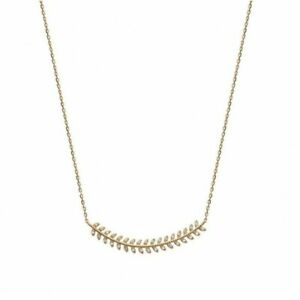 【送料無料】ジュエリー・アクセサリー ジルコニウムベイリーフメッキネックレスcollier en plaque or epis feuilles de laurier pave en zirconium blanc｜hokushin