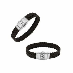 【送料無料】ジュエリー・アクセサリー シルバースターリングブレスレットレザーブラウンargent sterling bracelet avec cuir marron ab1127ltbrw203cm