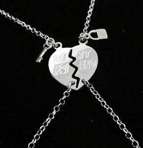 【送料無料】ジュエリー・アクセサリー シルバーハートフレンドシップブレスレット2 bracelets amitie best friend c?ur qui se divide en argent  gravure