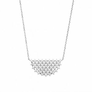 【送料無料】ジュエリー・アクセサリー ジルコニウムソリッドシルバーネックレスロディエハーフサークルレースcollier en argent massif rhodie demi cercle dentelle pave en zirconium blanc