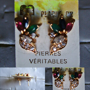 【送料無料】ジュエリー・アクセサリー ゴールドメッキイヤリングルビールビーサファイアエメラルドジルコニウムboucles doreilles percees plaque or fleur rubis saphir emeraude zirconiums