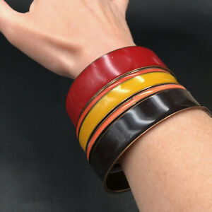 【貨物輸送無料】宝飾品・佩び物 ヴィンテージブラスブレスレット5 bracelets joncs laiton emaille vintage