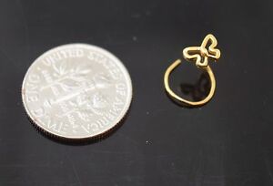 【送料無料】ジュエリー・アクセサリー イエローゴールドチャームノーズリングバタフライデザインauthentic 18k yellow gold charm nose ring butterfly design n10