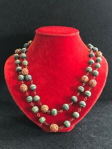 【送料無料】ジュエリー・アクセサリー ガラスビーズジュエリーネックレスダブルタワーbijoux collier double tours en perles de verres non identifiees vers 1970|hokushin