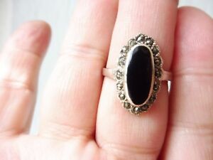 【送料無料】ジュエリー・アクセサリー リングシルバーオニックスマルクスサイトbelle, vieux anneau __ 925 argent __ avec onix et markassite __