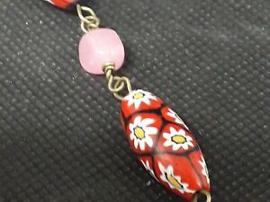 【送料無料】ジュエリー・アクセサリー ムラノネックレスパールピンクガラスancien collier murano perles verre rouge rose