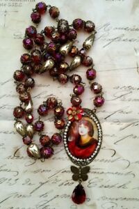 【貨物輸送無料】宝飾品・佩び物 プレラプハーライトガーネットクリスタルネックレスlong collier sautoir preraphaelite en cristal de swarovski grenat