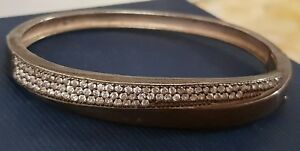 【貨物輸送無料】宝飾品・佩び物 ソリッドシルバーラインストーンブレスレットbracelet pour femme jonc rigide en argent massif 925 et strass refv814
