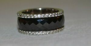 【貨物輸送無料】宝飾品・佩び物 リングシルバーリングブラックセラミックスジルコニウムミリングbague anneau argent 825 ceramique noire et zirconium mi bague