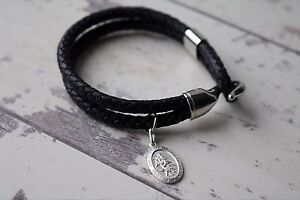 【貨物輸送無料】宝飾品・佩び物 セントクリストファーレザーブレスレットパーソナライズsaint christopher  cuir bracelet  personnalise