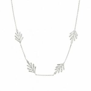 【貨物輸送無料】宝飾品・佩び物 シルバーネックレスロディエハンマードリーフcollier en argent 925000 rhodie feuilles martelees