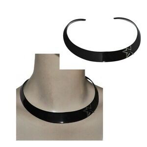 【送料無料】ジュエリー・アクセサリー ティエリーミュグラートルクブラックスチールシルバースターthierry mugler collier ras de cou torque acier inoxydable noir etoile argente
