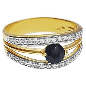 【貨物輸送無料】宝飾品・付属物 プラークサファイアジルコニウムサイズbague femme plaque or 750000, saphir et oxydes de zirconium  taille 52 dispo
