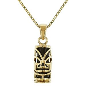 【貨物輸送無料】宝飾品・付属物 ティキペンダントメッキゴールドチェーンlot pendentif tiki plaque or et onyx synthetique  chaine  longueur au choix