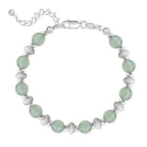 【貨物輸送無料】宝飾品・付属物 シルバーブレスレットアベンチュリンボールナインbracelet en argent 925 et boules aventurine  longueur reglable  femme  neuf