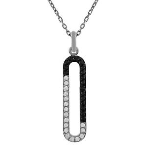 【貨物輸送無料】宝飾品・付属物 ロットブラックホワイトアージェントペンダントジルコニウムチェーンlot pendentif en argent et zirconium noirs amp; blancs  chaine  longueur au choix