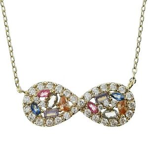 【貨物輸送無料】宝飾品・添え物 ゴールドメッキネックレスジルコニウムオキシデスcollier infini plaque or et oxydes zirconium  longueur 40 糎  5 糎  femme