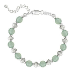 【貨物輸送無料】宝飾品・付属物 シルバーブレスレットアベンチュリンボールセンチナインbracelet en argent 925 et boules aventurine  longueur 20 珊  femme  neuf
