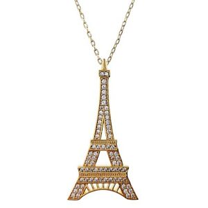 【貨物輸送無料】宝飾品・添え物 ツアーエッフェルペンダントセットジルコニウムメッキiensemble pendentif tour eiffel plaque or e zirconium  chaine longueur au choix