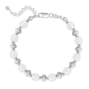 【貨物輸送無料】宝飾品・添え物 シルバーブレスレットジェイドボールセンチナインbracelet en argent 925 et boules jade blanc  longueur 20 糎  femme  neuf