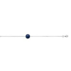 【貨物輸送無料】宝飾品・添え物 シルバーブレスレットロディエラピスラズリナインbracelet 18 糎 en argent 925 rhodie et lapis lazuli  neuf