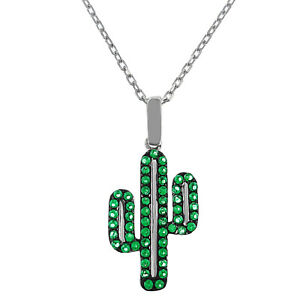 【貨物輸送無料】宝飾品・添え物 ジルコニウムオキシデスネックレスcollier cactus en argent rhodie et oxydes zirconium  longueur 45 糎 ou 50 糎