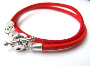 【貨物輸送無料】宝飾品・佩び物 シルバーレッドレザートグルクラスプラップブレスレットイタリアスターリングsilver red leather toggle clasp wrap bracelet italian luxurious 925 sterling