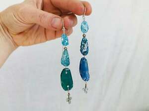 【貨物輸送無料】宝飾品・佩び物 ローマガラスシルバースターリングイヤリングancien romain verre amp; argent sterling boucles doreilles