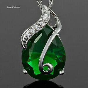 【送料無料】ジュエリー・アクセサリー ペンダントチェーンネックレスRグリーンエレメンツエメラルドメッキゴールドcollier chaine pendentif ovale R elements vert emeraude plaque or blanc