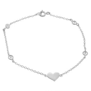 【送料無料】ジュエリー・アクセサリー シルバースターリングクリスタルラブハートリンクブレスレットチェーンargent sterling cristaux amour coeur femmes filles lien bracelet chaine