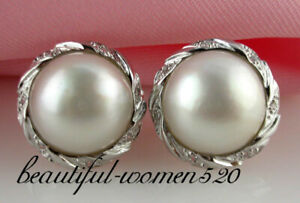【貨物輸送無料】宝飾品・佩び物 マベイヤリングシルバーz1670 20粍 white south sea mabe pearl earring 925silver