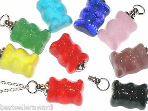 【貨物輸送無料】宝飾品・佩び物 ミニチュアガラスゴムベアボトルバイアルペンダントカワイイナイン8pc miniature verre caoutchouc ours bouteille gomme vial pendentif kawaii neuf