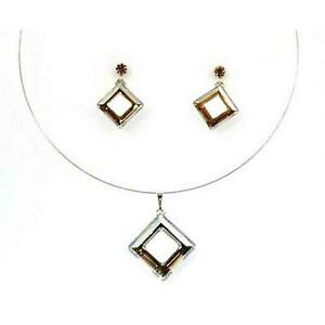 【貨物輸送無料】宝飾品・佩び物 ゴールドシャドウシルバーメッキイヤリングネックレスplaque argent golden shadow boucles doreilles amp; collier