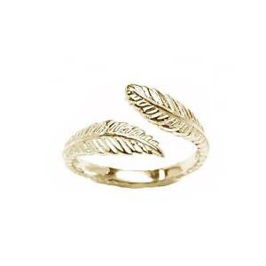 【貨物輸送無料】宝飾品・佩び物 ソリッドイエローリングジュエリーサイズ10kt solide or jaune orteil bague plume drape ondule bijoux taille ajustable