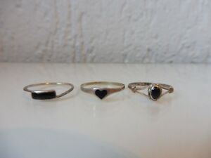 【貨物輸送無料】宝飾品・佩び物 輪っかしろがね色3 belle, vieux anneaux __ 925 argent __ avec onyx ___