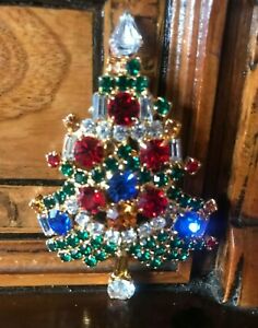 【貨物輸送無料】宝飾品・佩び物 ヴィンテージクリスマスツリーブローチrare vintage christmas tree brooch signed otc