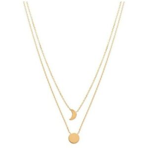 【送料無料】ジュエリー・アクセサリー ムーンメッキマルチランネックレスムーンラインペレットcollier multirang en plaque or lune et pastille ligne moon