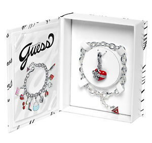 【貨物輸送無料】宝飾品・佩び物 チャームボックスシルバーguess charmbox pendentif en forme de coeur amp; bracelet ubs81101 argent