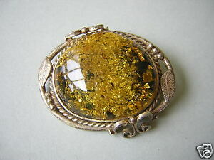 【貨物輸送無料】宝飾品・佩び物 グリーンアンバービッグブローチgrand broche avec synthetique vert ambre 13,3 g